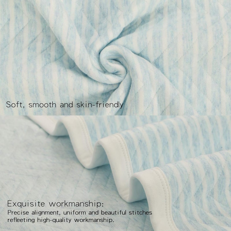 NTBAY Jersey Cotton Quilted Toddler Blanket, Breathable and Warm for Boys and Girls Baby Blanket, 30x40 Inches, Blue - Image 2